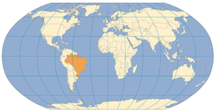 Projeção cartográfica no mapa-múndi.